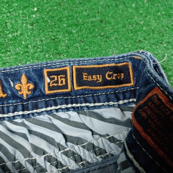 Rock Revival Jeans Womens 26 Vien Easy Crop Low Rise Stretch Faded Rhinestone - Picture 5 of 8